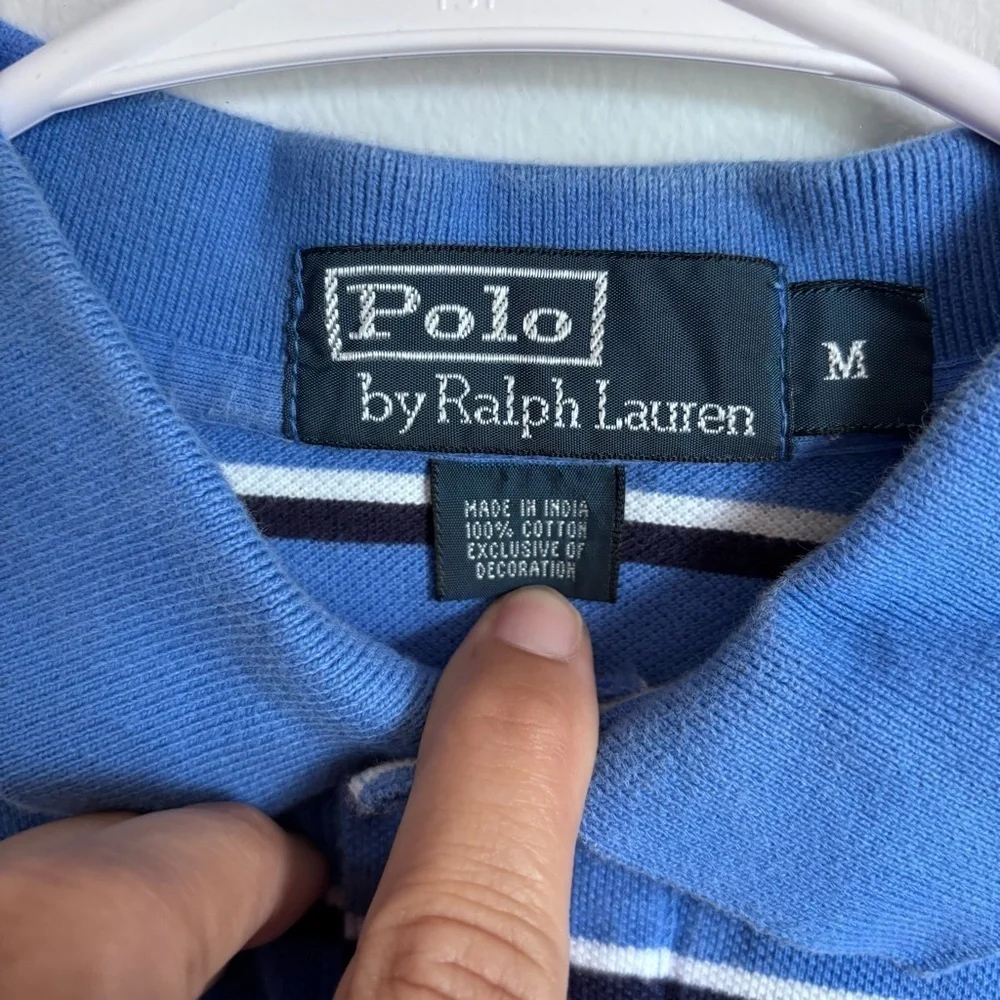 ⭐️⭐️⭐️Men’s Polo by Ralph Lauren baby blue navy striped polo size Medium